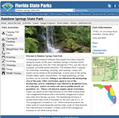 Rainbow River Information, Citrus County, Florida