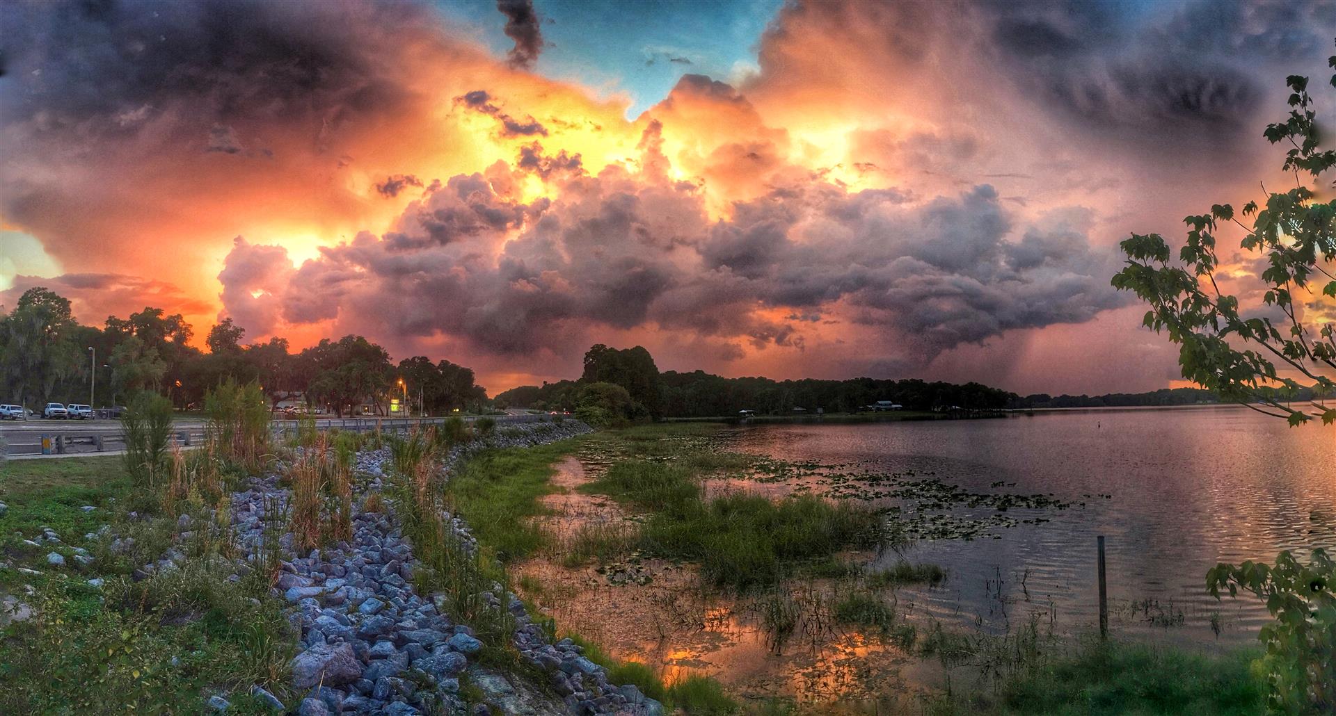 Sunset at the Public Boat Ramp at Henderson Lake, Inverness, SR 44, Citrus County, FL