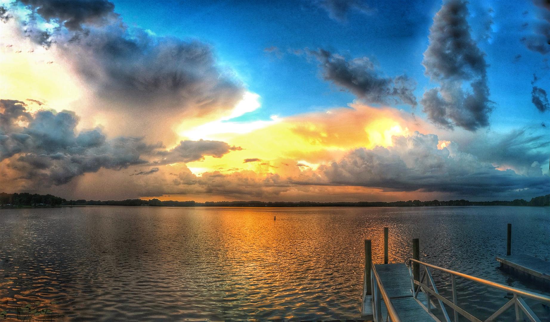 Sunset at the Public Boat Ramp at Henderson Lake, Inverness, SR 44, Citrus County, FL