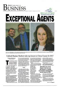 Realtor of the Year 2017 Citrus County Chronicle Article 