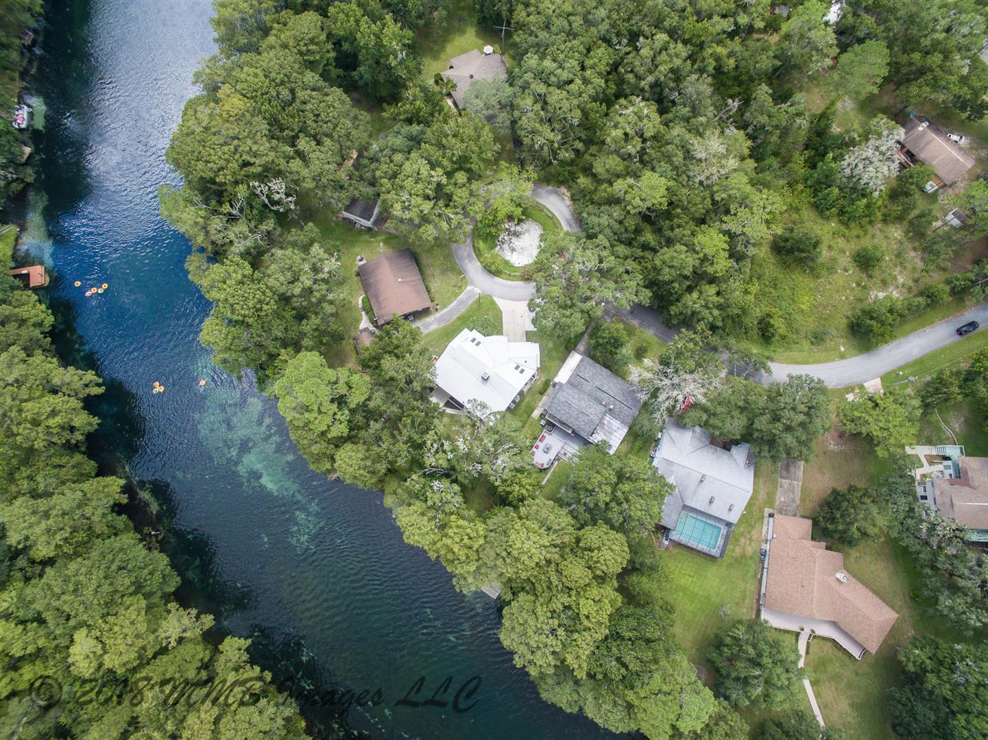 Aerial Photo of the Residence Rainbow River Home in Dunnellon, Marion County